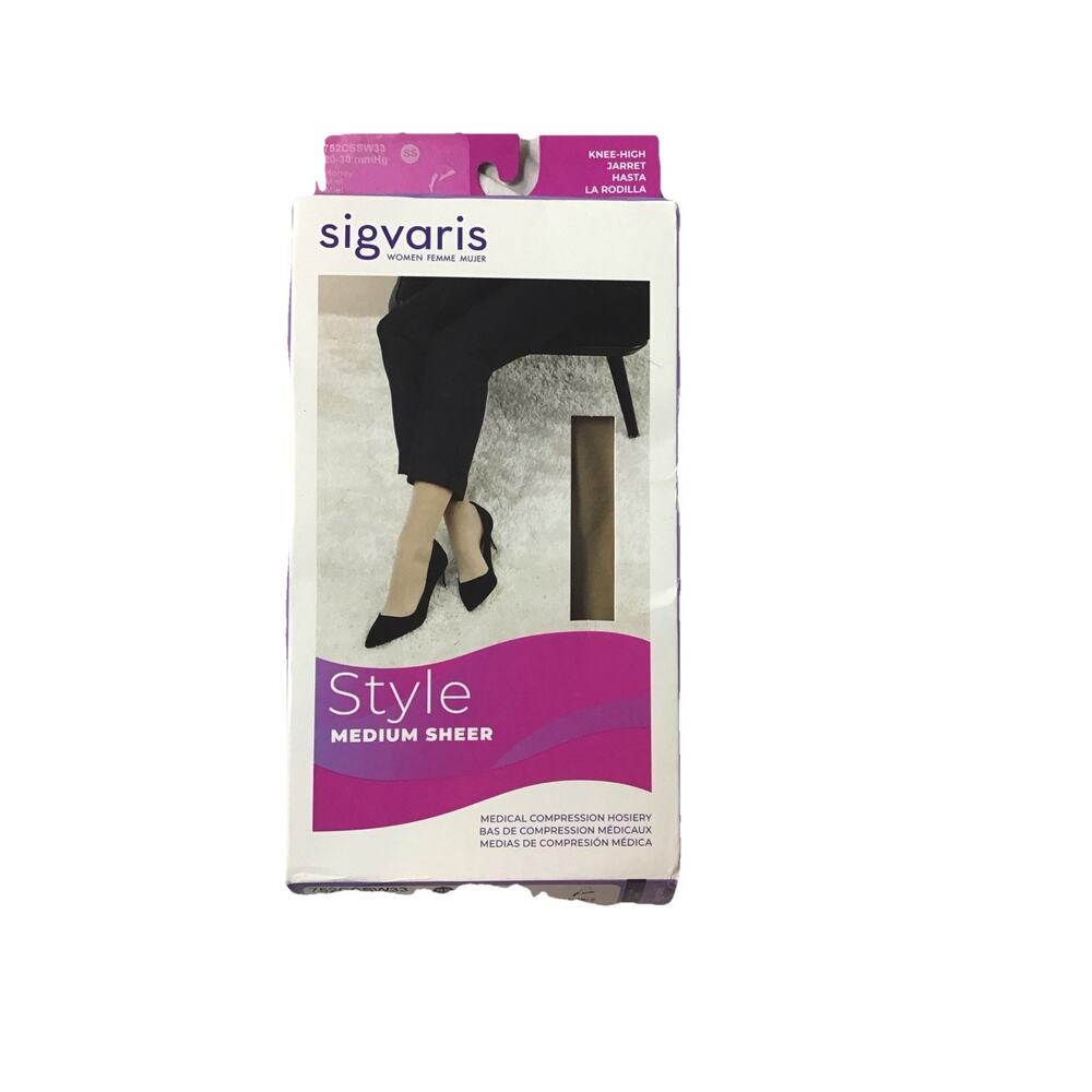 Sigvaris Style 752 Medium Sheer Women's 20-30 Closed ToeKnee High Compression